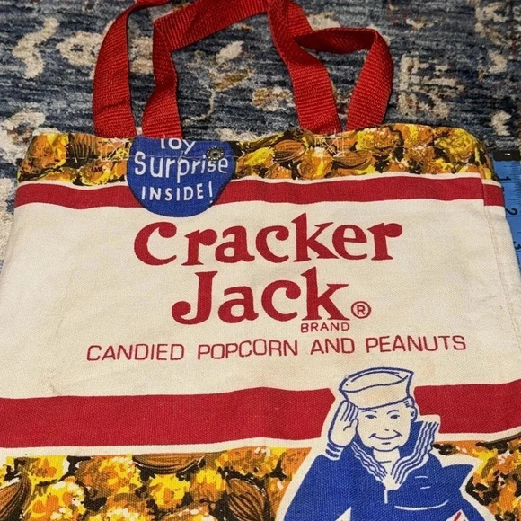 Vintage Cracker Jack Candied Popcorn & Peanuts Borden Canvas Shoulder Tote Bag - Picture 4 of 8
